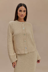 Moira Oversized Boucle Cardigan - Wheat
